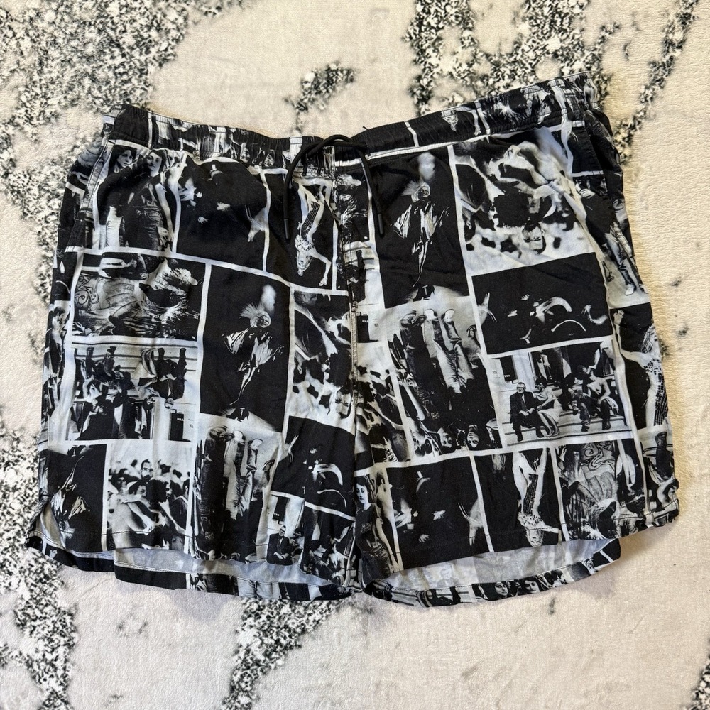 B.P. Shorts Mens Size 2XL Black White Undercover‎ Rodeo Smock 100% Rayon